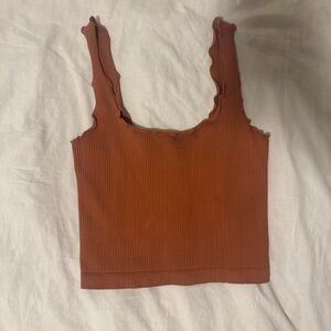 Nikibiki Scalloped Edge Rust Crop Top
